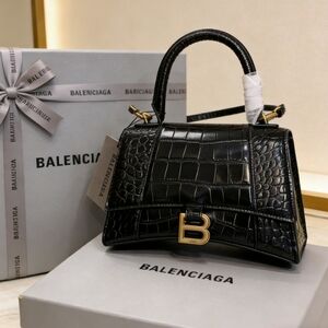 <AUTHENTIC>Balenciaga Hourglass CrocEmbossed Leather Top Handle Bag